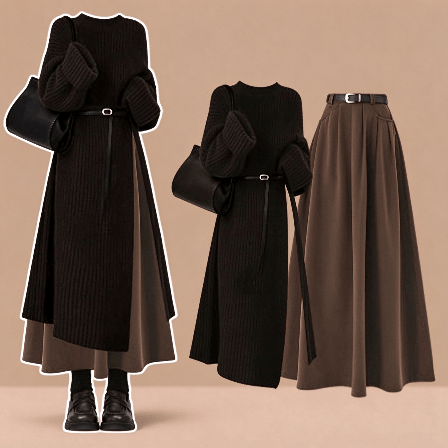 Vintage Knit Sweater Dress and Skirt Two Pieces Set - image 2