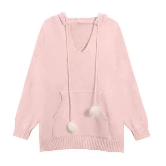 Christmas Hooded Knit Sweater and Plaid Skirt Two Pieces Set - Pink Top - XL - image 3