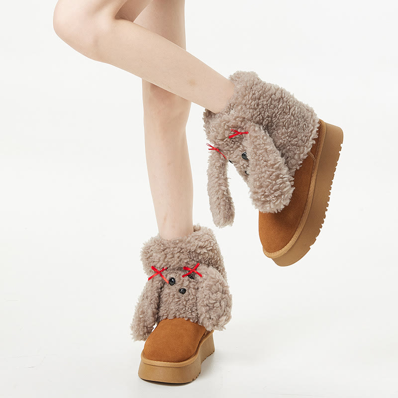 Cute 3D Puppy Plush Leg Warmers - Coffee - One Size - image 1