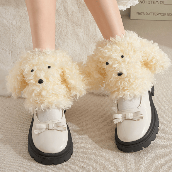 Y2K Cute White Puppy Slouch Socks - image 1