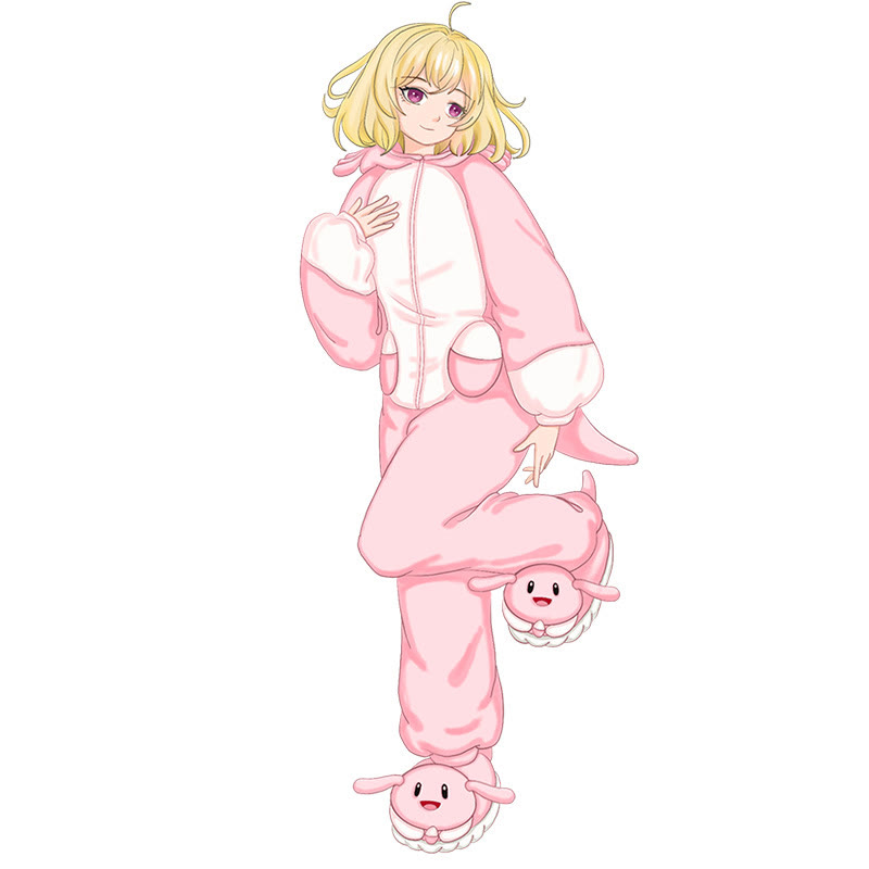 Pokémon Cartoon Plush Onesie Pajama Set - Chansey Onesie and Cotton-Feel Slippers - 6XL - image 4