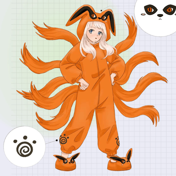 Pokémon Cartoon Plush Onesie Pajama Set - Nine-Tailed Fox Onesie and Cotton-Feel Slippers - 6XL - image 7