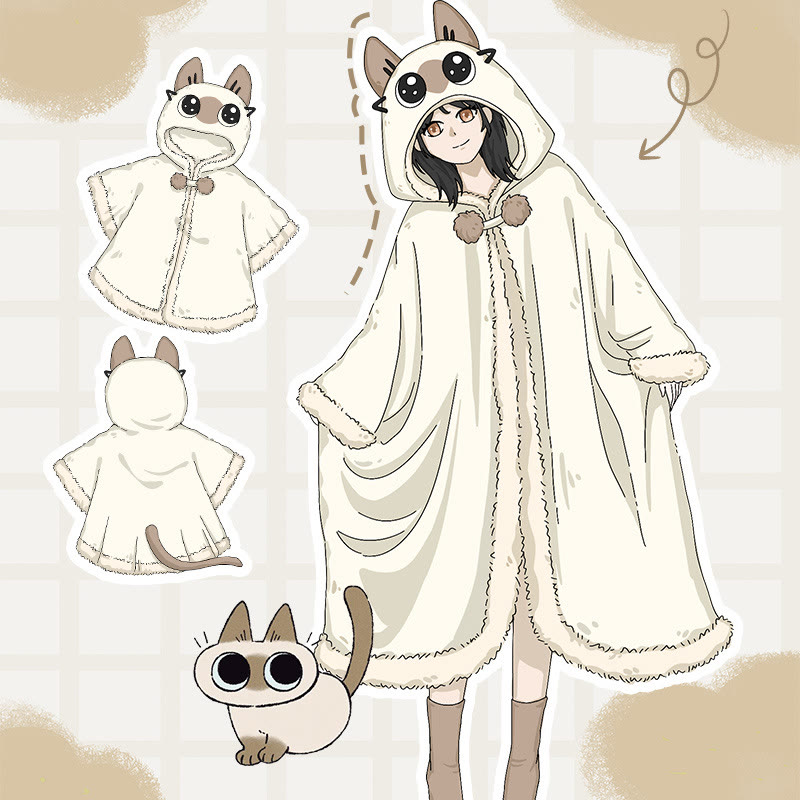 Cute Siamese Cat Cartoon Pajama Set - image 2