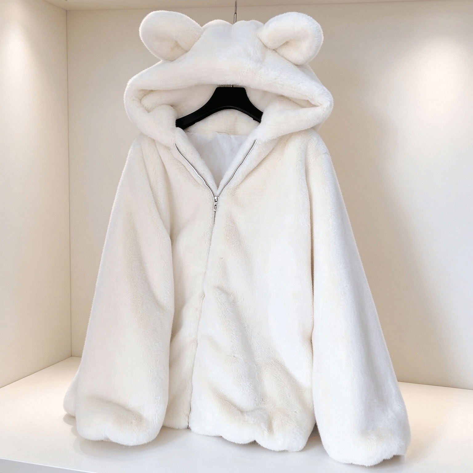 Cute Teddy Bear Ear Hooded Fleece Jacket - image 1
