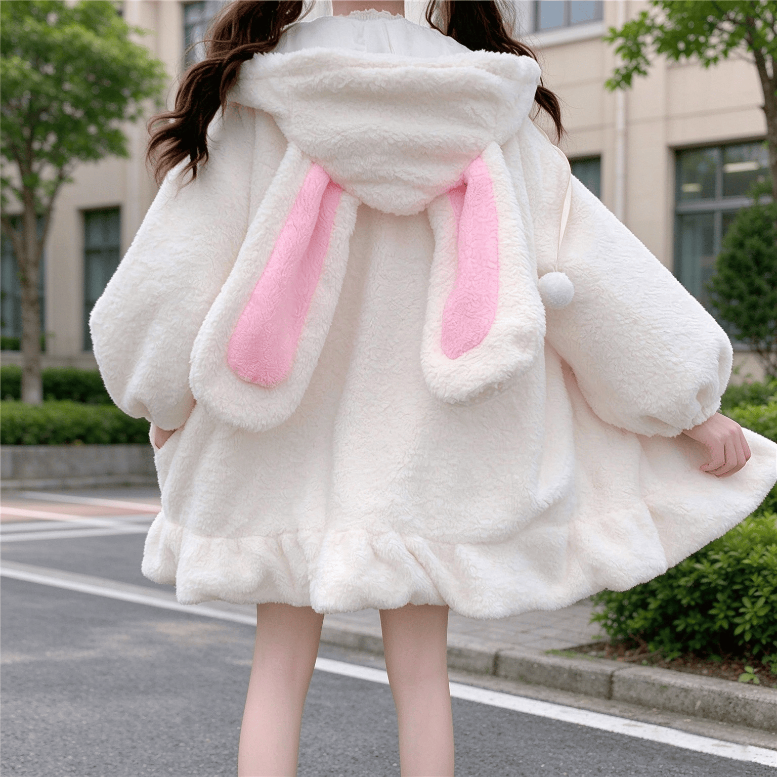 Cute Bunny Ear Hooded Sherpa Jacket - image 1