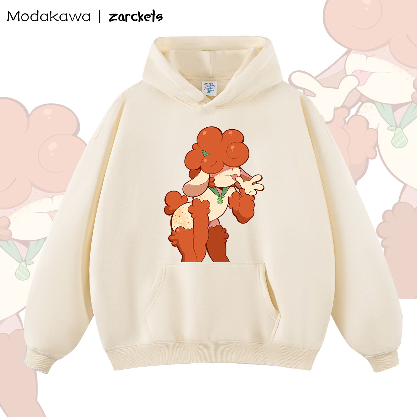 MODAKAWA x zarckets Cartoon Print Collaboration Hoodie - Apricot - 2XL - image 1