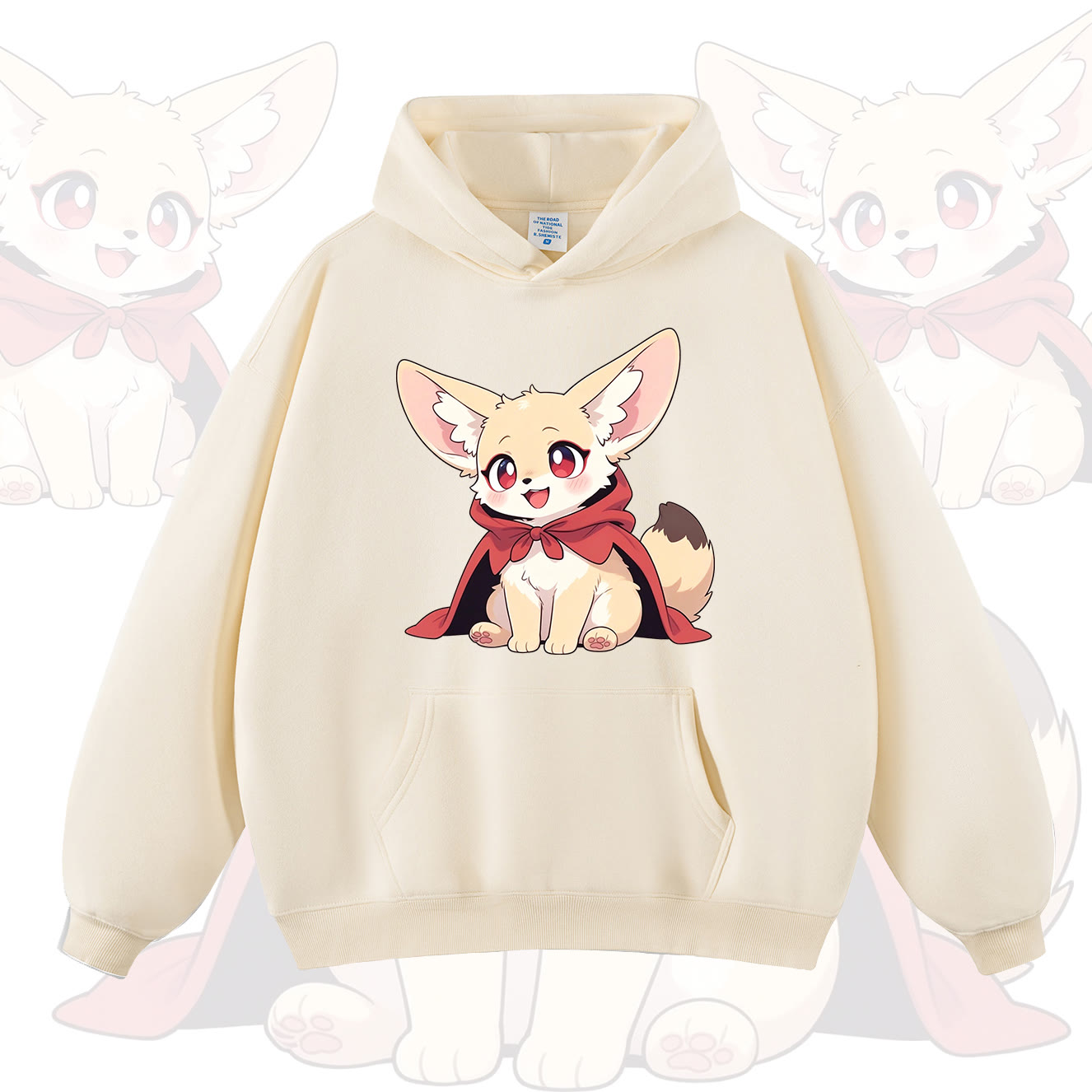 MODAKAWA Cute Fox Print Hoodie - Apricot - 2XL - image 2