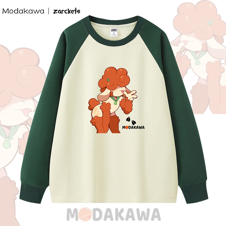 Modakawa X Zarckets Lamb Print Raglan Long Sleeve Top - Green - 5XL - image 1