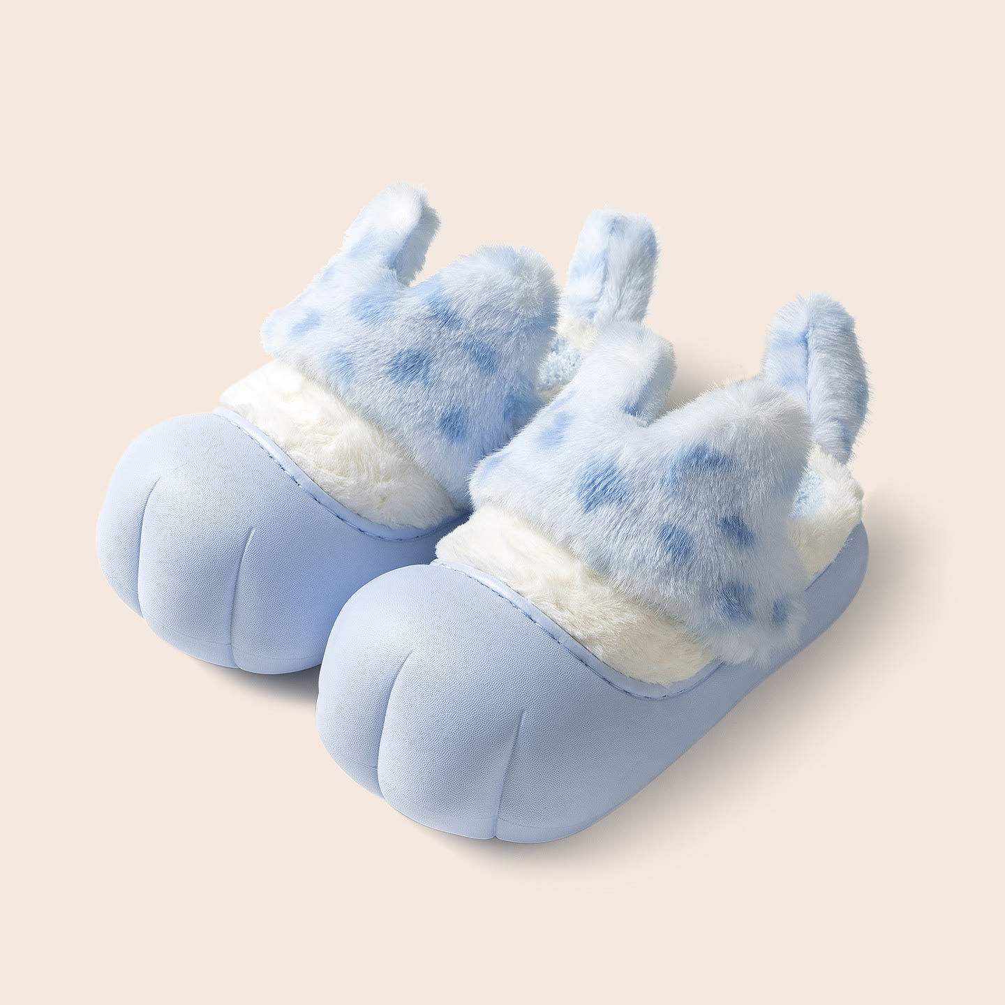 Cute Leopard Print Cat Paw Plush Slippers - Blue - 40/41 - image 5