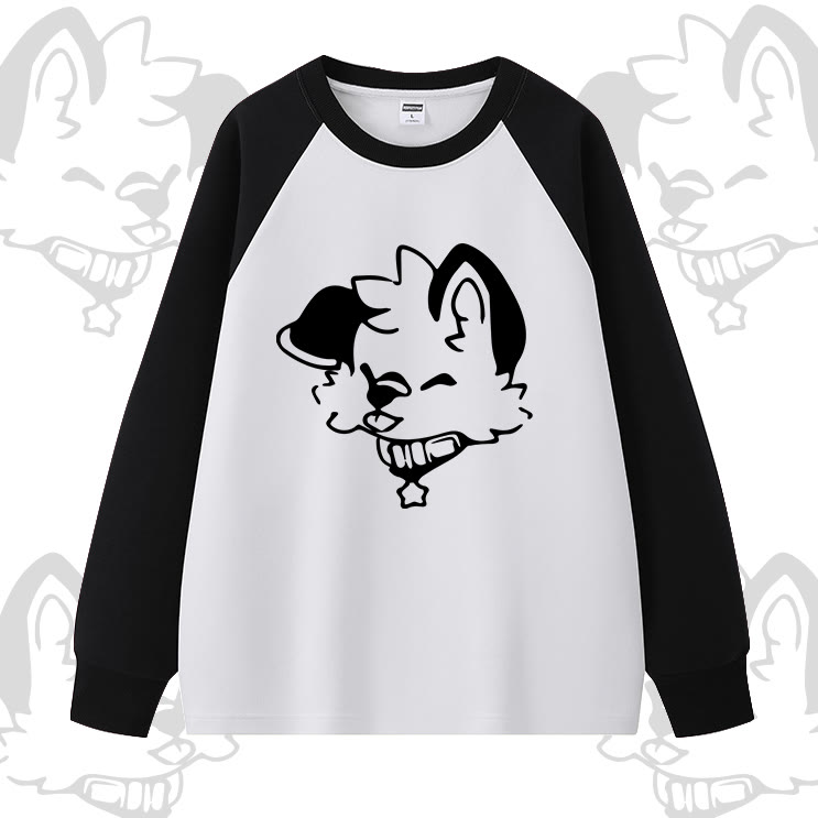 MODAKAWA x Popipeko Dog Print Colorblock Collaboration Sweatshirt - Black - 5XL - image 1