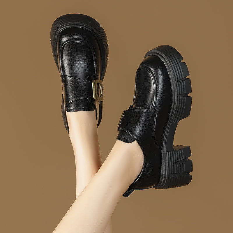 Chic Platform British-Style Loafers - Black Single Lining - 40 - image 3