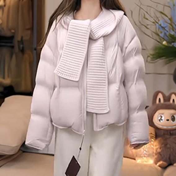 Chic Pink Down Jacket and Dress Two-Piece Set - image 2