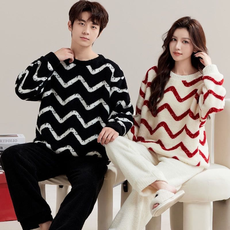 Christmas Coral Fleece Couple Pajamas - image 9