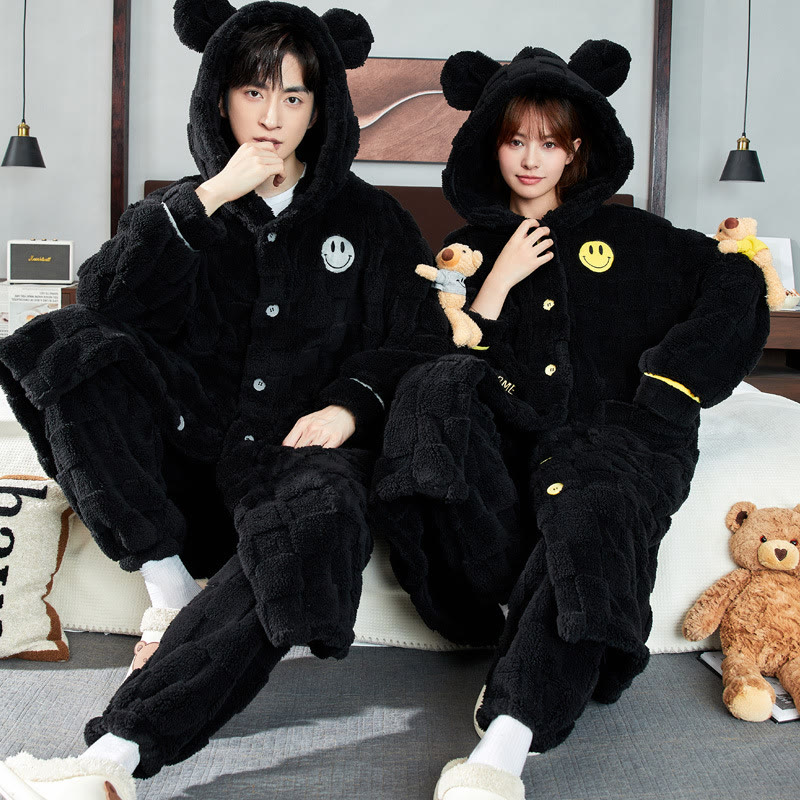 Christmas Coral Fleece Couple Pajamas - Black Bear - Men:3XL - image 3