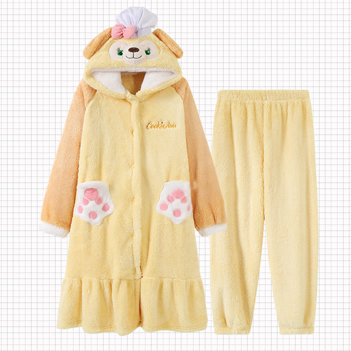 Cute CookieAnn Plush Pajama Robe and Pants Set - Robe+Pants - 2XL - image 2