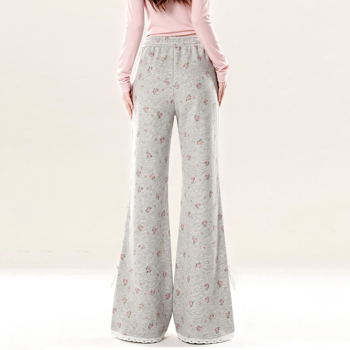 Lace Trim Floral Print Sport Sweatpants - image 7
