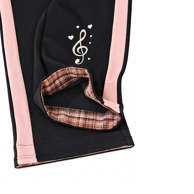 Black Color Block Plaid Contrast Sweatpants - image 4