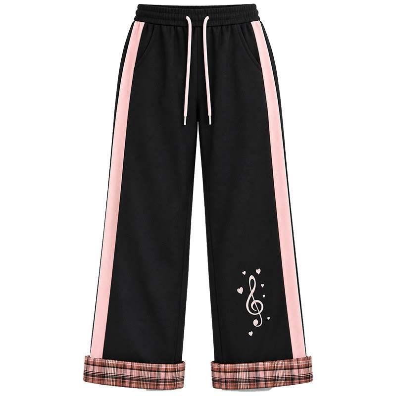 Black Color Block Plaid Contrast Sweatpants - image 3