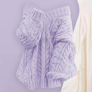 Sweet Knit Sweater and Slip Dress Two Pieces Set - Purple Top - 4XL - image 12