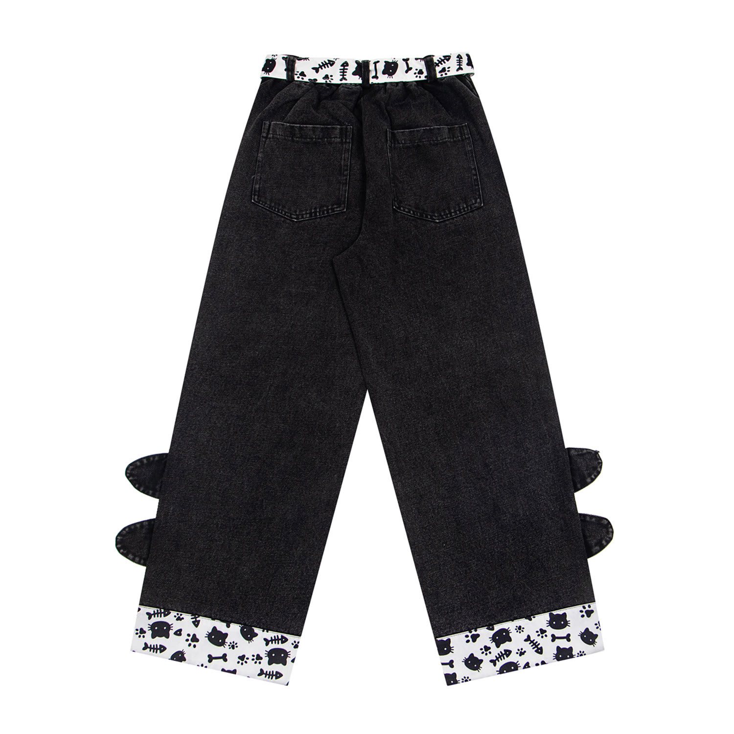 Vintage Cat Embroidery Casual Long Pants - image 2