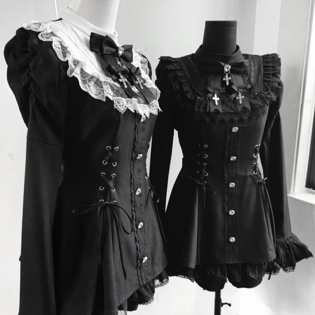 Dark Gothic Bow Lace Lolita Dress - image 2