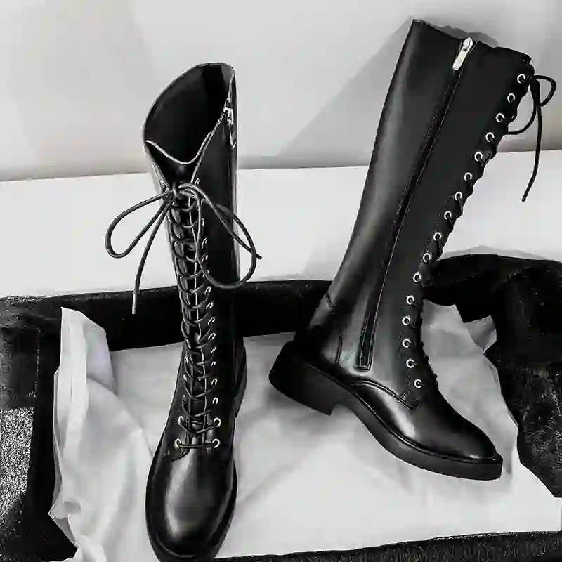 Thick Platform Block Heel Tall Riding Boots - image 4