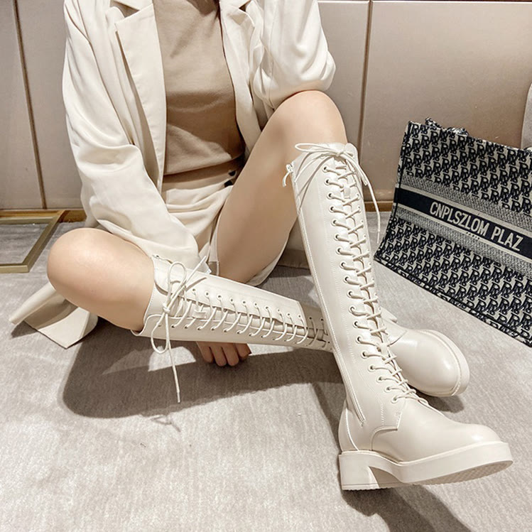 Thick Platform Block Heel Tall Riding Boots - image 1