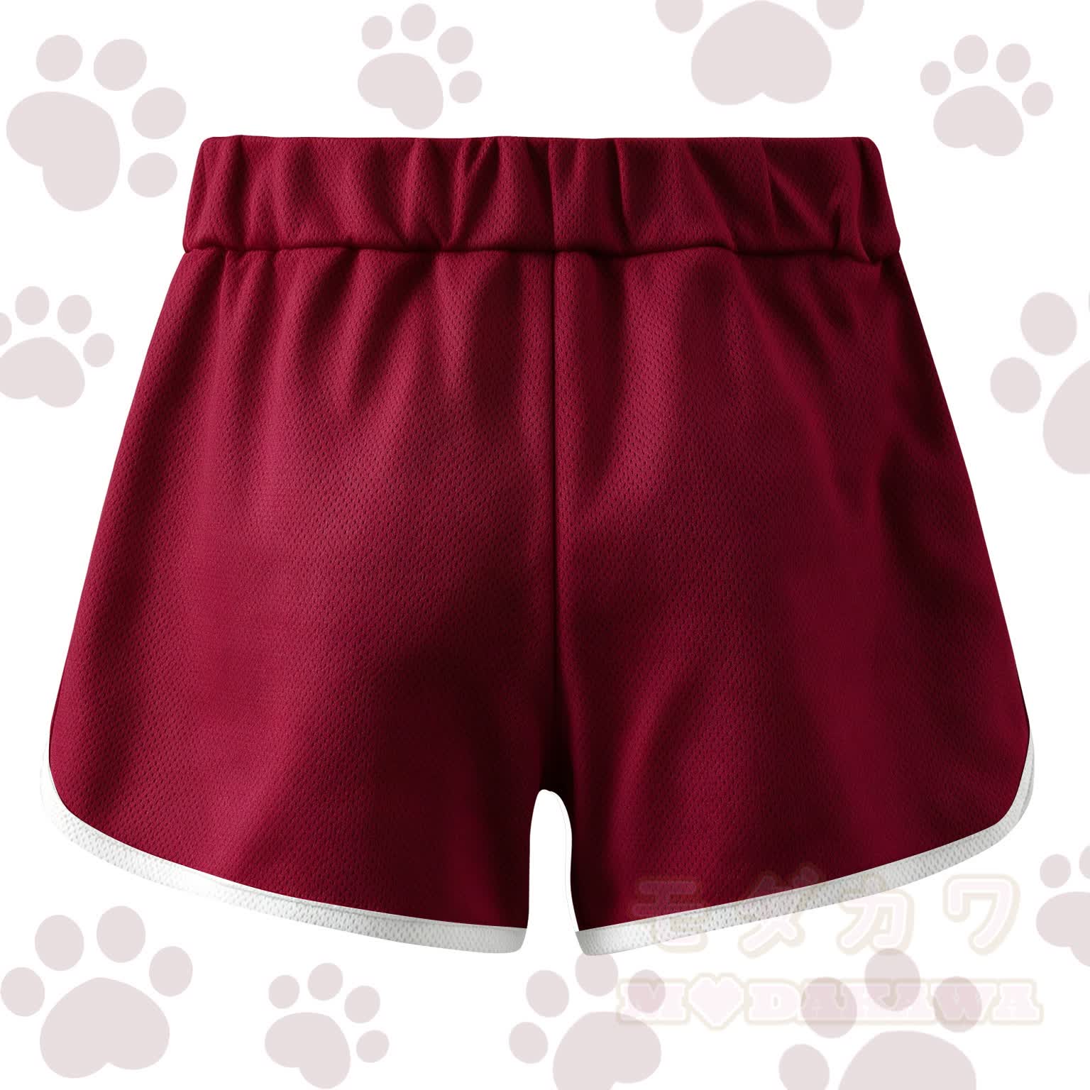 MODAKAWA X Popipeko Wine Red Cartoon Print Color Block Shorts - image 2