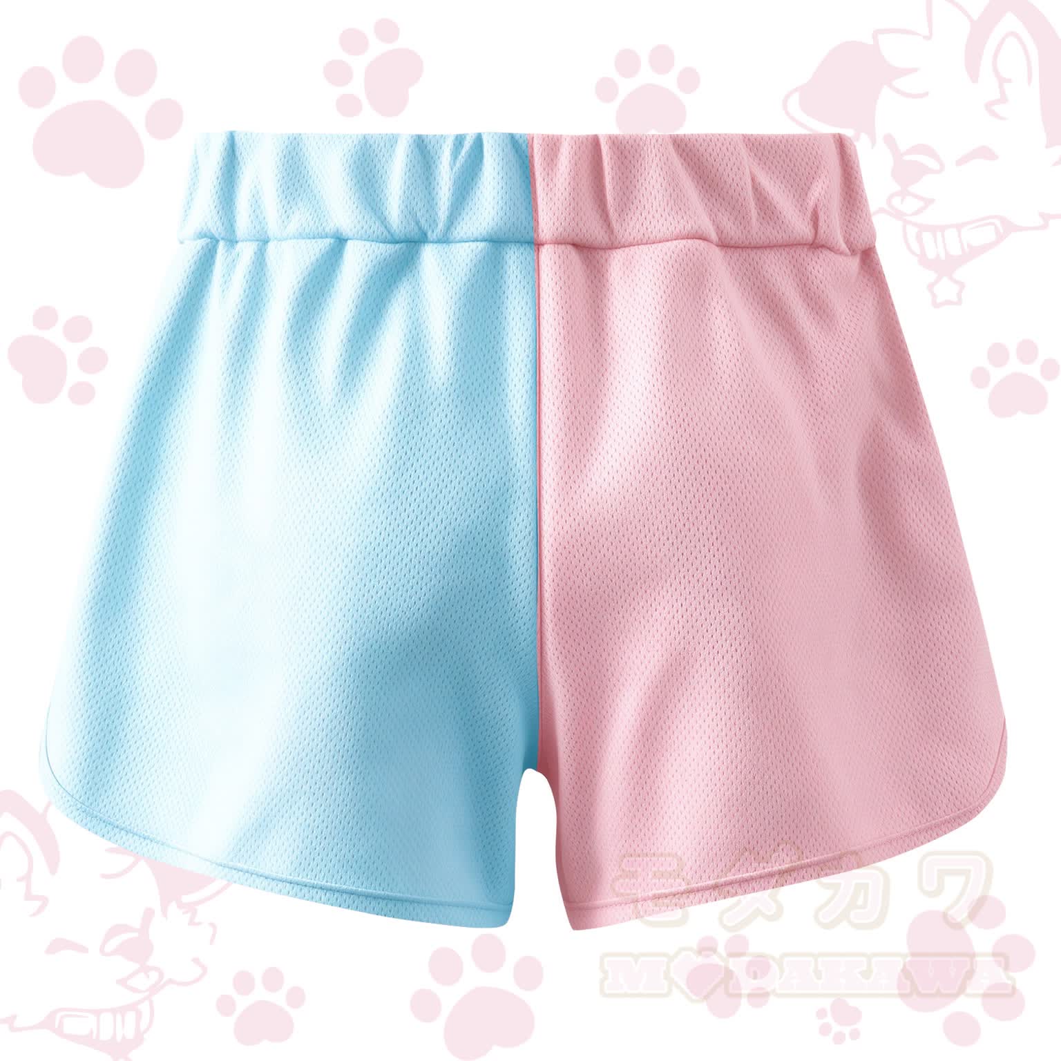 MODAKAWA X Popipeko Pink and Blue Color Block Cartoon Print Shorts - image 2