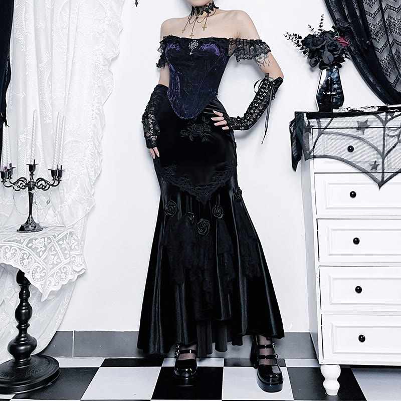 Dark Gothic Mermaid Midi Skirt - image 2