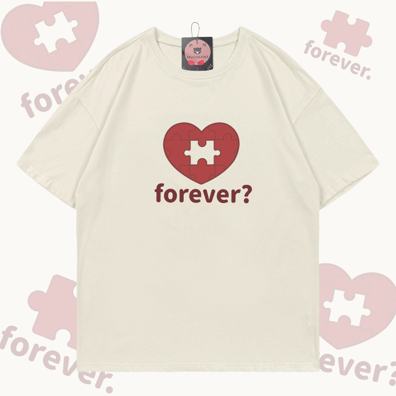 MODAKAWA FOREVER Puzzle Heart Graphic T-shirt - Beige A - 5XL - image 4
