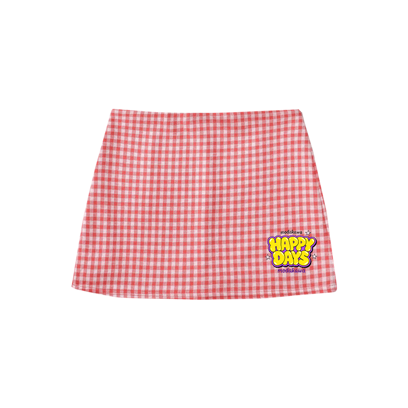 HAPPY DAYS Graphic Modakawa High Waist Gingham A-Line Mini Skirt - Red - M - image 5