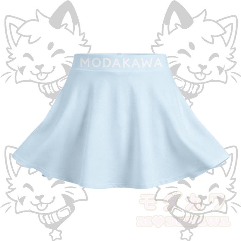 MODAKAWA X popipeko Kitty Graphic Crop Tank Sport Top Skirt Matching Outfit - Blue Skirt - 2XL - image 10
