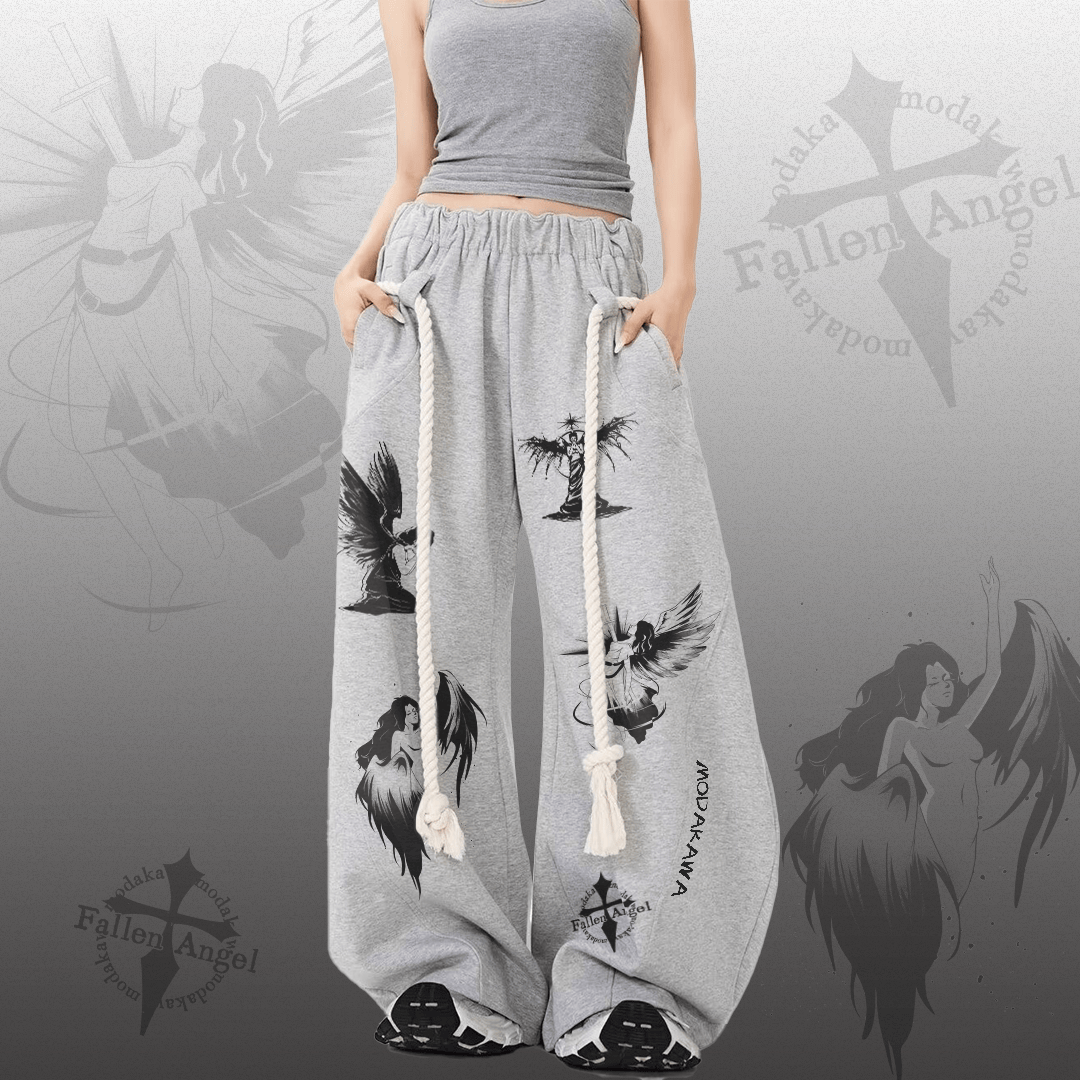 MODAKAWA Fallen Angel Graphic Drawstring Wide Leg Pants - image 2