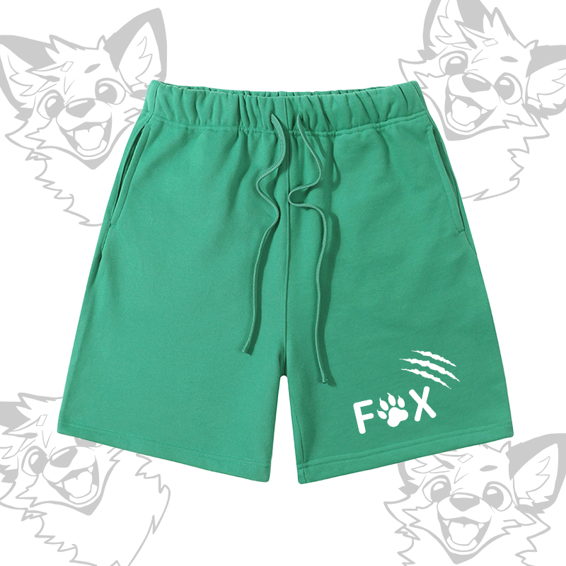 MODAKAWA X atka Happy Fox Graphic Color Block Pocket T-shirt Shorts Matching Outfit - Green Shorts - XL - image 7
