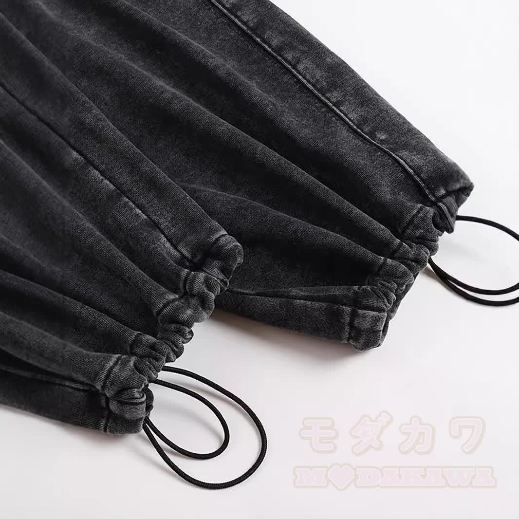 MODAKAWA Koda Smoking Puppy Graphic Vintage Washed Adjustable Hem Pants - image 4