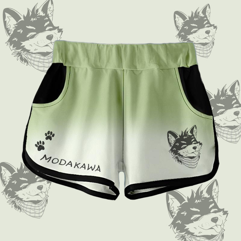 MODAKAWA Gradient Tongue-Out Koda Graphic Shorts - Green&White - 5XL - image 3