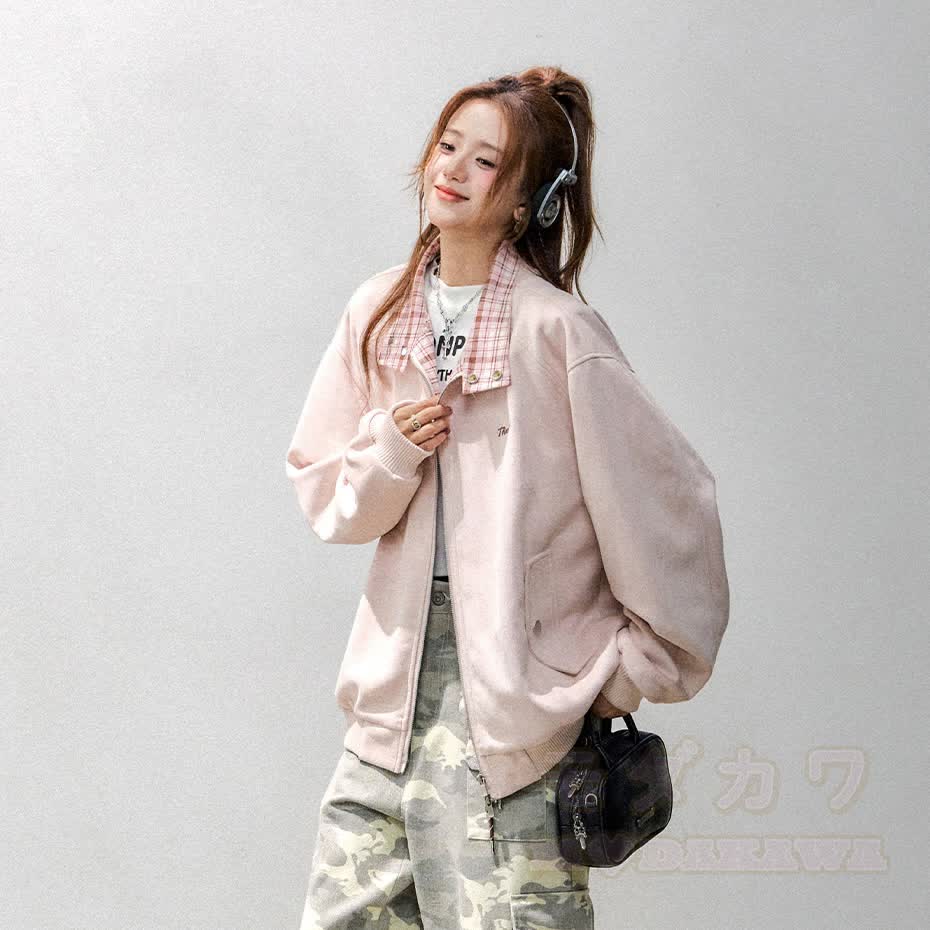 Vintage Plaid Patchwork Jacket and Cargo Pants Two Pieces Set - image 7