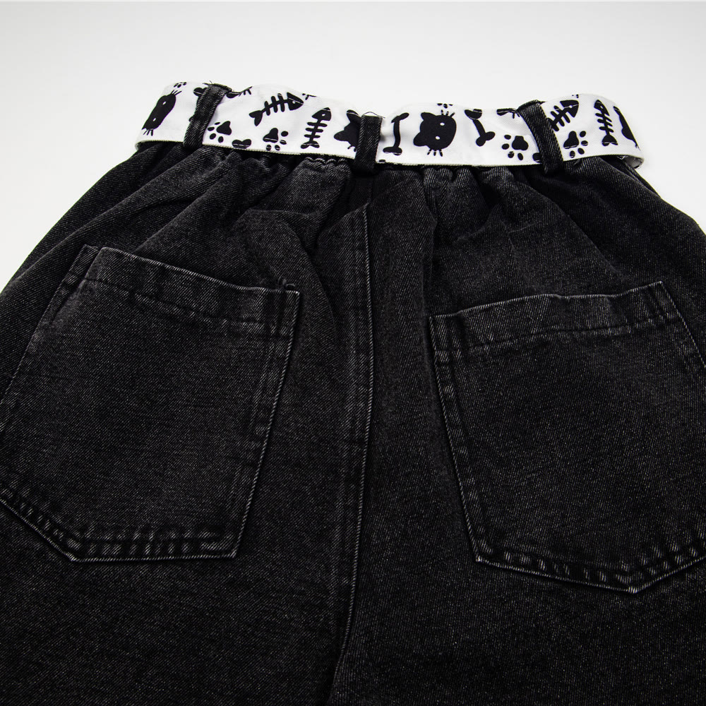 Vintage Cat Embroidery Casual Long Pants - image 6