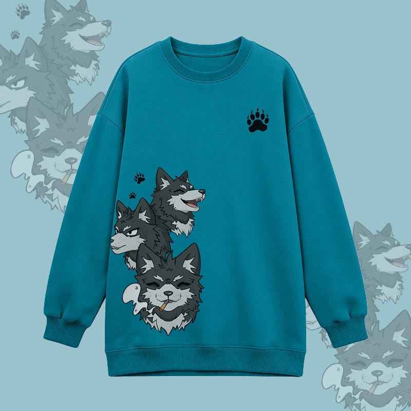 Koda Smoking Puppy Graphic Modakawa Oversized Crewneck Sweatshirt - Blue - 3XL - image 4