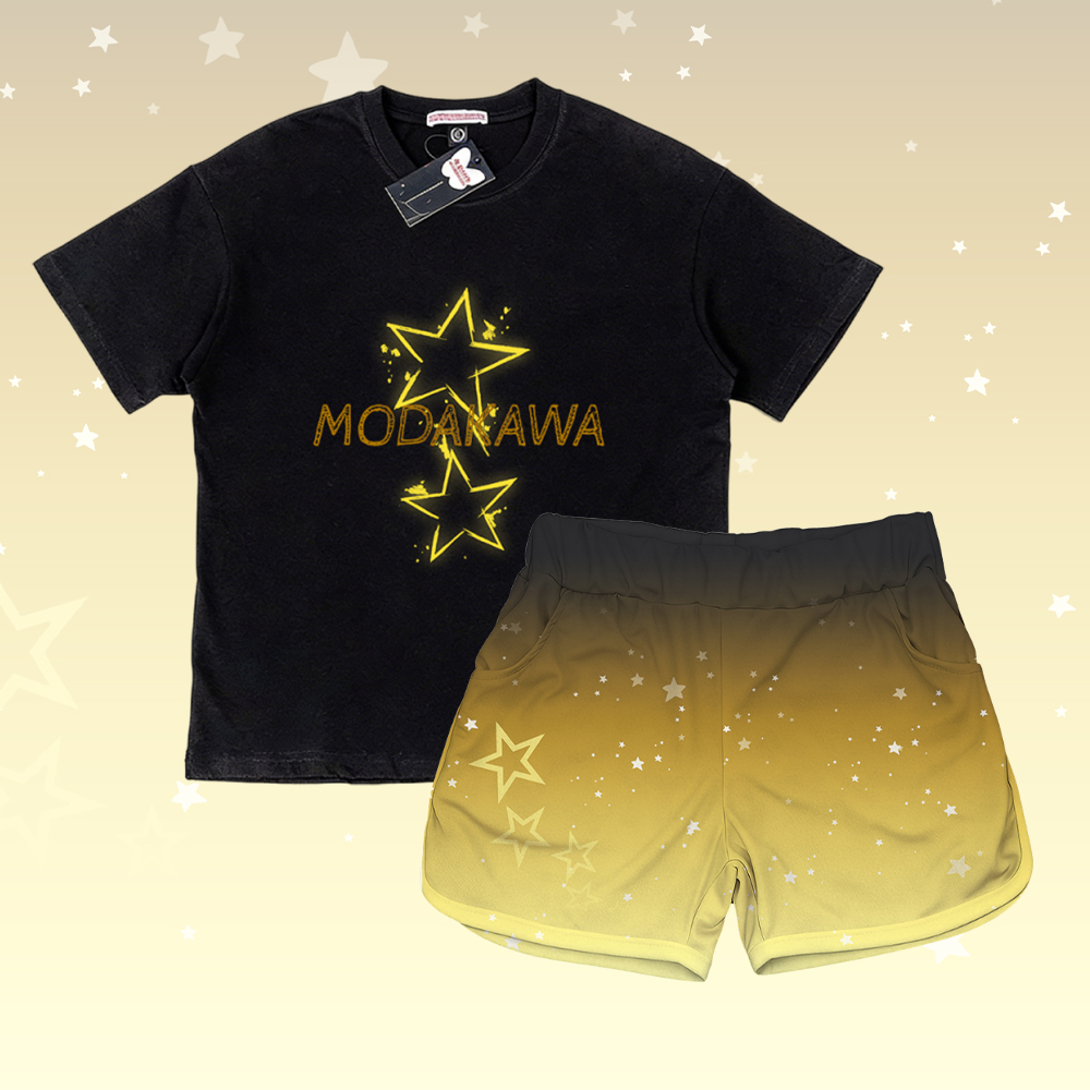 Star Graphic 100% Cotton T-shirt Gradient Shorts Modakawa Matching Outfit - Set B - 5XL - image 2