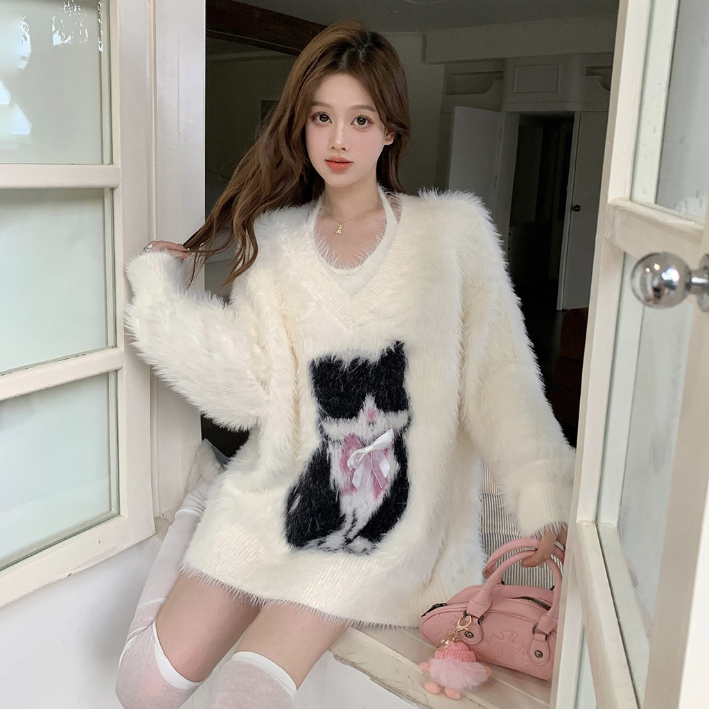 Cat Off Shoulder Sweater - image 5