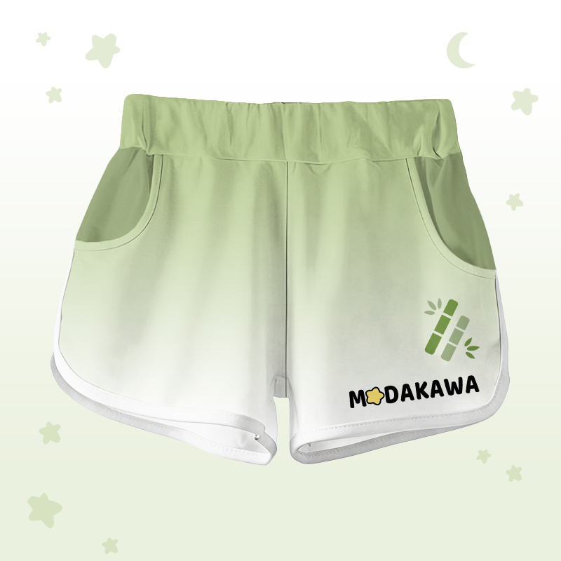 Gradient Panda Graphic T-shirt Letter Graphic Shorts Modakawa Matching Outfit - Green Shorts - 5XL - image 9