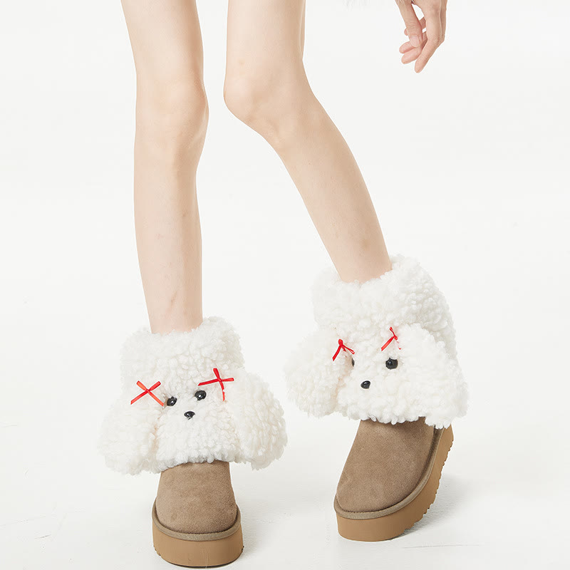 Cute 3D Puppy Plush Leg Warmers - White - One Size - image 7