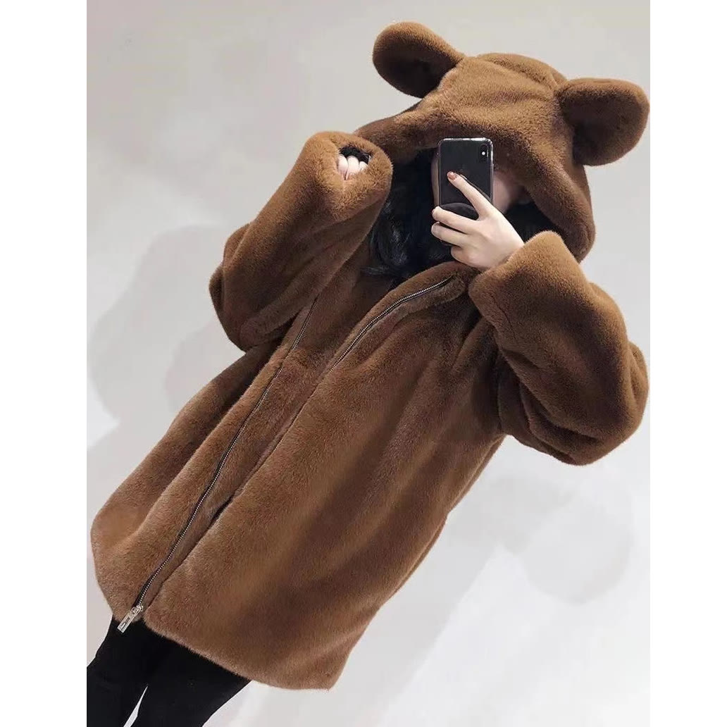 Cute Teddy Bear Ear Hooded Fleece Jacket - image 8