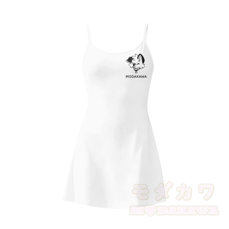 MODAKAWA X popipeko Tongue Out Puppy Graphic Sleeveless Workout Tennis Dress with Hidden Pocket Shorts - White - 2XL - image 4