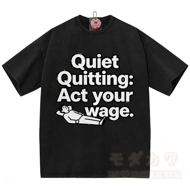 OVERWORKED OVERWHELMED Graphic Modakawa Vintage Washed 100% Cotton T-shirt - Black E - 5XL - image 5