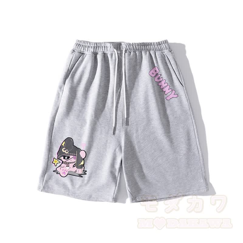 Unhappy Bunny Graphic Dark Aesthetic Shorts - Grey - 5XL - image 5