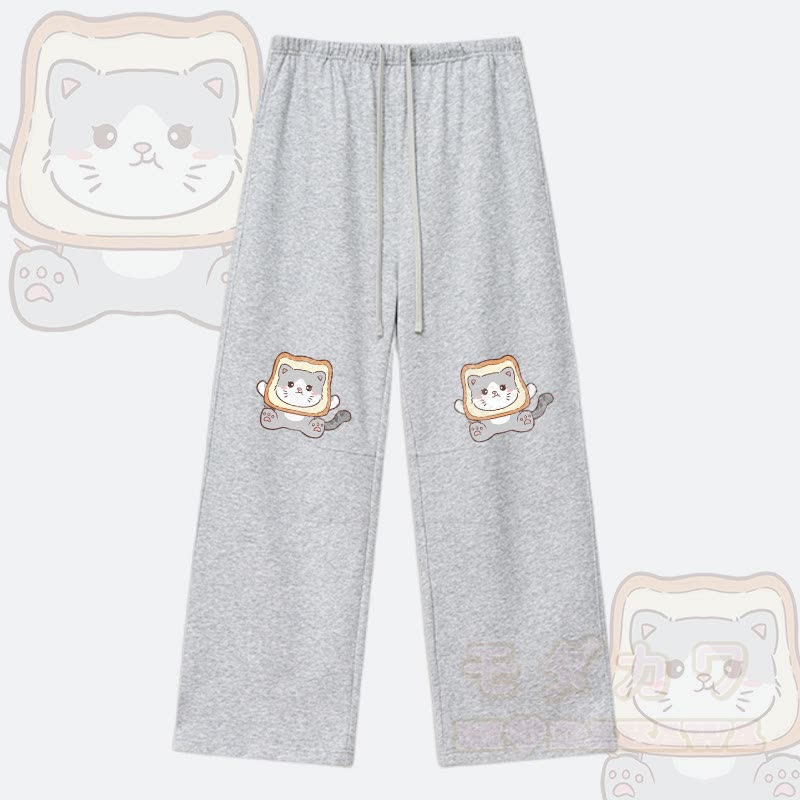 MODAKAWA Toast Cat Graphic Drawstring Pants - Grey - XL - image 5