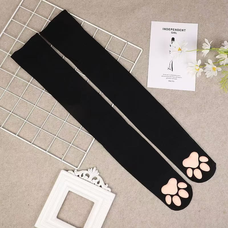 3D Cat Paw Pad Thigh High Socks - image 8